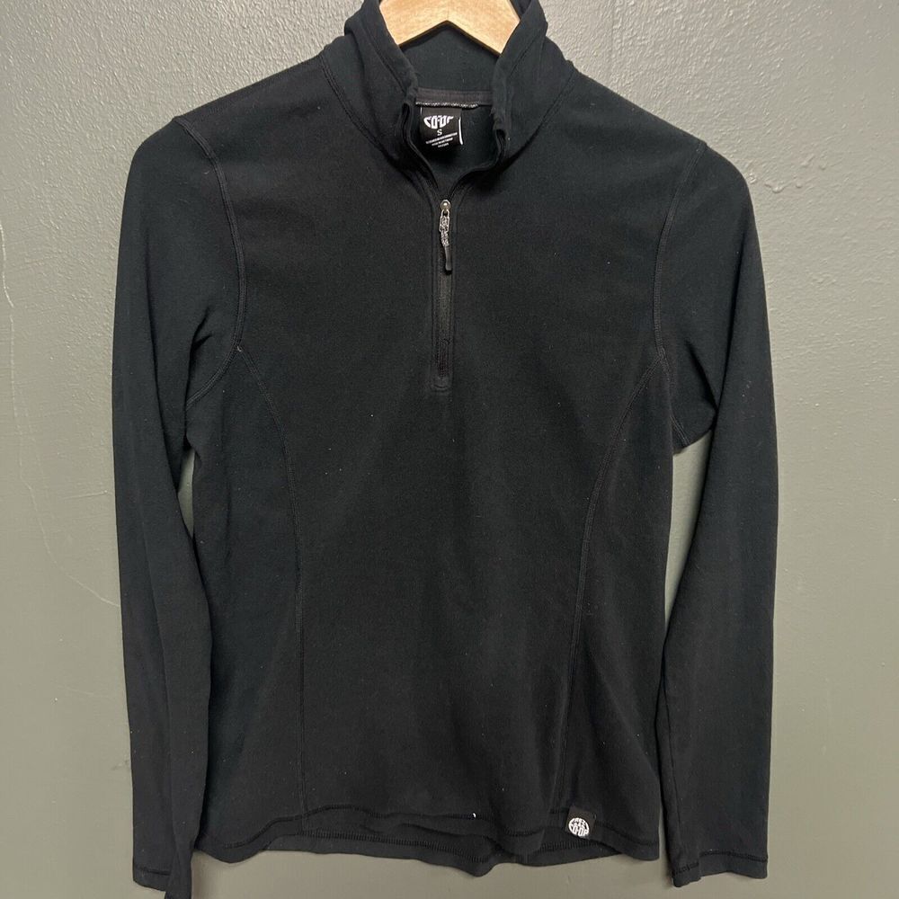 REI Co-Op Sweatshirt Men Small Black Quarter Zip Fleece Pullover Sweater Adult